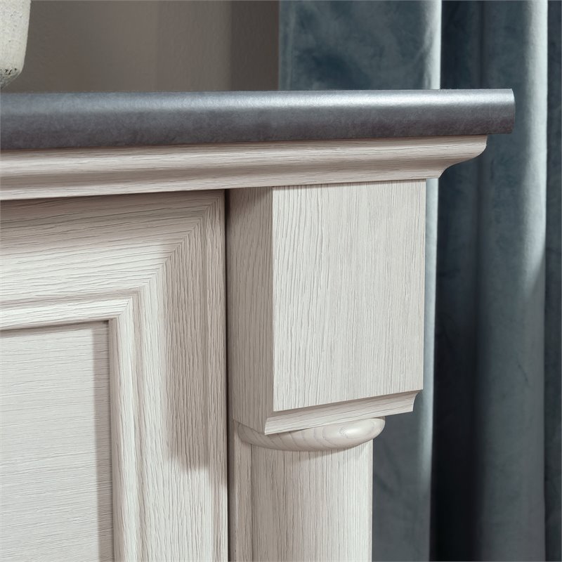 Maklaine Engineered Wood Filing Cabinet in Glacier Oak/Rosso Slate Accent