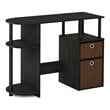 Maklaine Wood Simplistic Computer Study Desk with Bin Drawers in Espresso