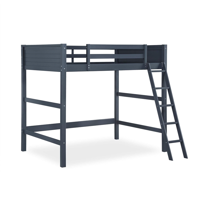 Maklaine Modern Traditional Wood Full Size Loft Bed in Black