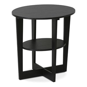 Maklaine Contemporary Engineered Wood Oval End Table in Walnut