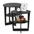 Maklaine Contemporary Engineered Wood Oval End Table in Walnut (Set of 2)