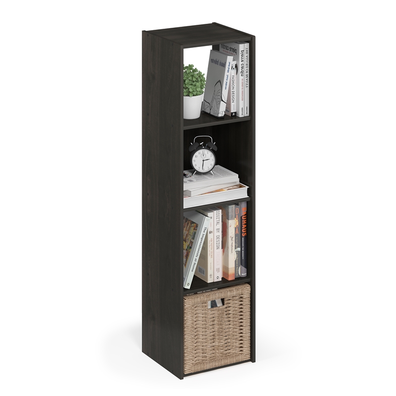 Maklaine Contemporary Cubic Storage Cabinet - 4x1 in Espresso