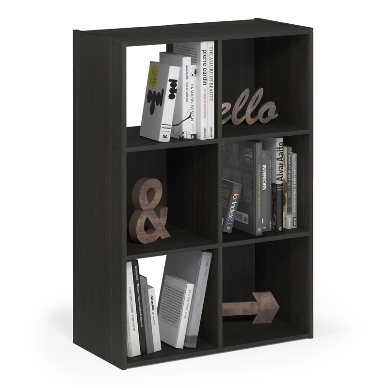 Maklaine Contemporary Cubic Storage Cabinet - 3x2 in Espresso