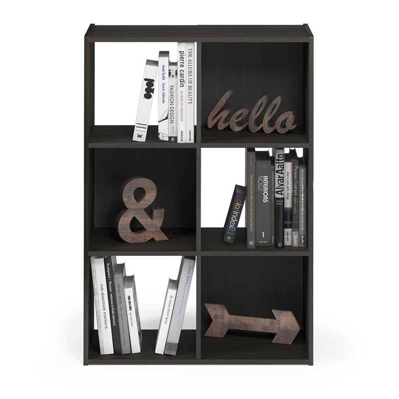 Maklaine Contemporary Cubic Storage Cabinet - 3x2 in Espresso