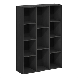 Maklaine 11-Cube Reversible Open Shelf Bookcase in Blackwood