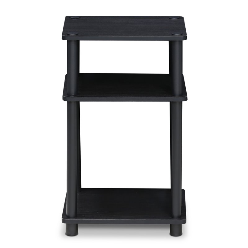 Maklaine Turn-N-Tube Engineered Wood 3-Tier End Table in Americano Black