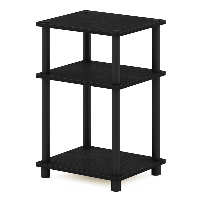 Maklaine Turn-N-Tube Engineered Wood 3-Tier End Table in Americano Black