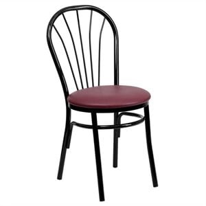 Maklaine Modern / Contemporary Metal Dining Chair in Black and Burgundy