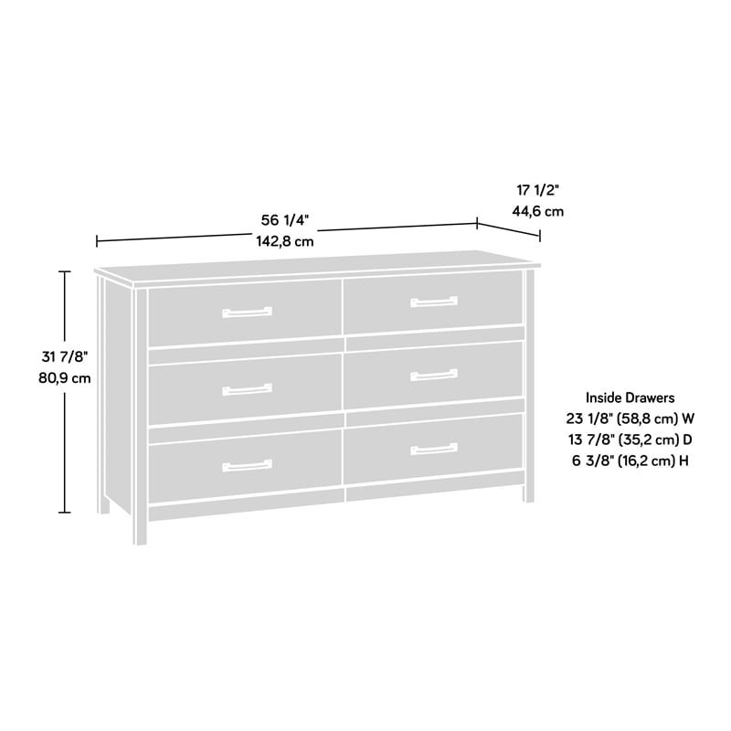 Maklaine Engineered Wood 6-Drawer Dresser in Sindoori Mango/Natural