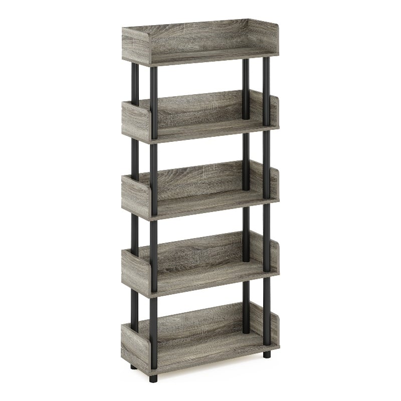 Maklaine Turn-N-Tube 4-Tier Freestanding Multipurposes Display French Oak/Black