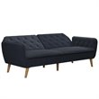Maklaine Wood Mid-Century Memory Foam Velvet Futon in Blue Finish