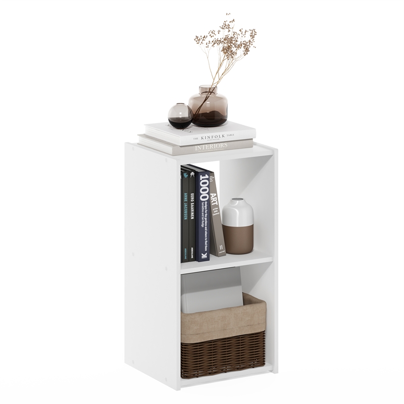 Maklaine Engineered Wood Contemporary Cubic Storage Cabinet - 2x1 in White