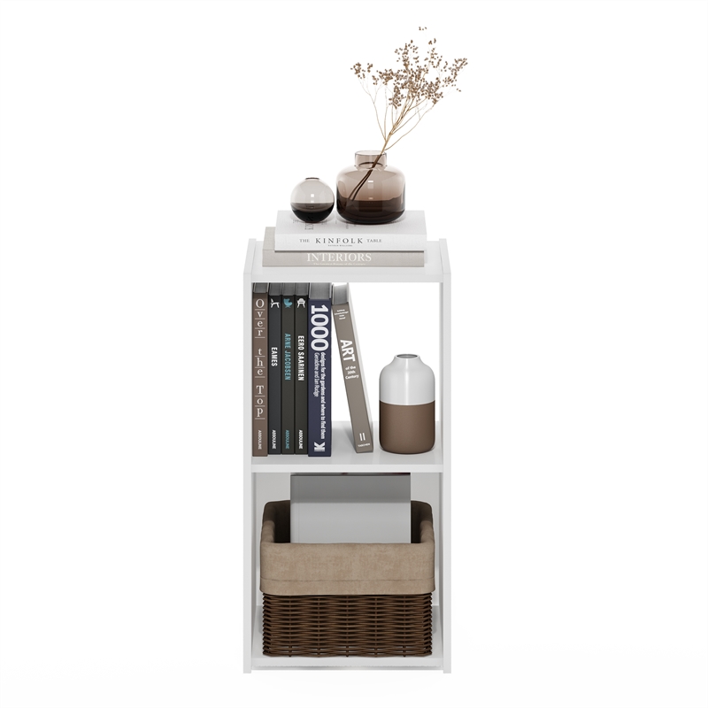 Maklaine Engineered Wood Contemporary Cubic Storage Cabinet - 2x1 in White