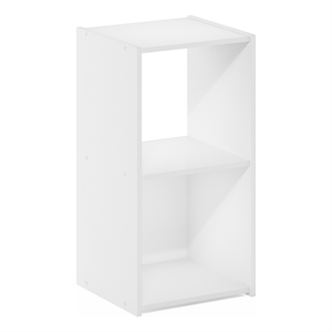 Maklaine Engineered Wood Contemporary Cubic Storage Cabinet - 2x1 in White
