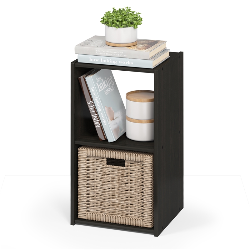 Maklaine Contemporary Cubic Storage Cabinet - 2x1 in Espresso