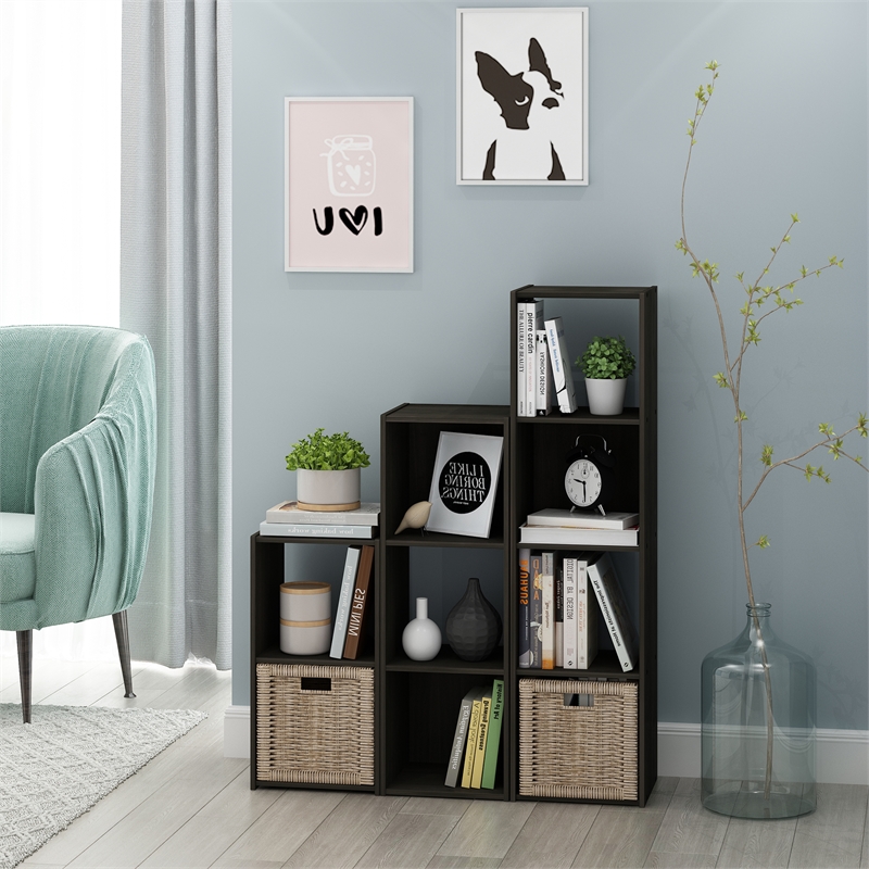 Maklaine Contemporary Cubic Storage Cabinet - 2x1 in Espresso