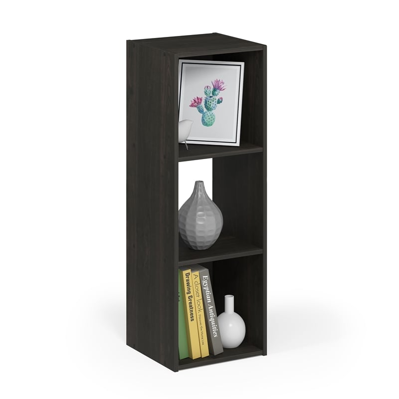 Maklaine Contemporary Cubic Storage Cabinet - 3x1 in Espresso