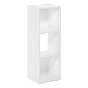 Maklaine Engineered Wood Contemporary Cubic Storage Cabinet - 3x1 in White