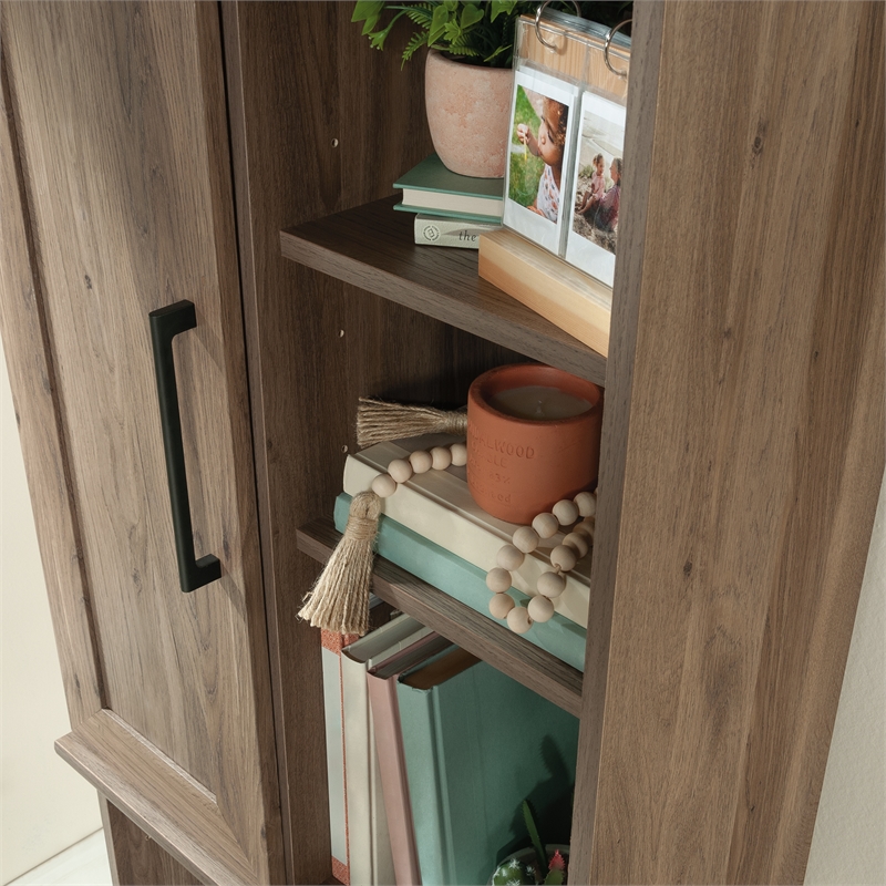 Maklaine Transitional Engineered Wood Storage Cabinet in Salt Oak Finish