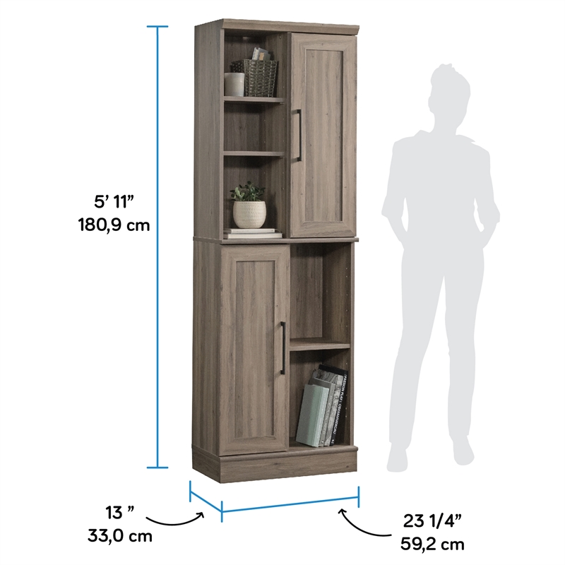 Maklaine Transitional Engineered Wood Storage Cabinet in Salt Oak Finish
