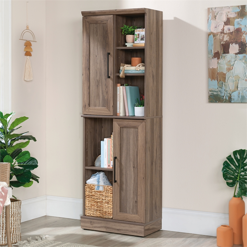 Maklaine Transitional Engineered Wood Storage Cabinet in Salt Oak Finish