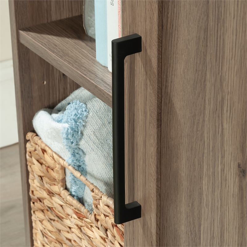 Maklaine Transitional Engineered Wood Storage Cabinet in Salt Oak Finish