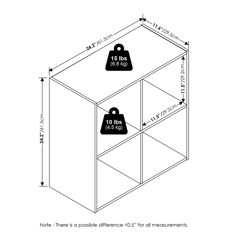 Maklaine Engineered Wood Contemporary Cubic Storage Cabinet - 2x2 in White