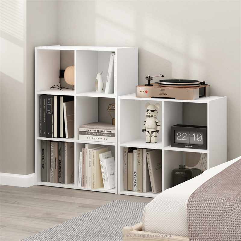 Maklaine Engineered Wood Contemporary Cubic Storage Cabinet - 2x2 in White
