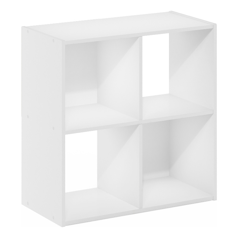 Maklaine Engineered Wood Contemporary Cubic Storage Cabinet - 2x2 in White