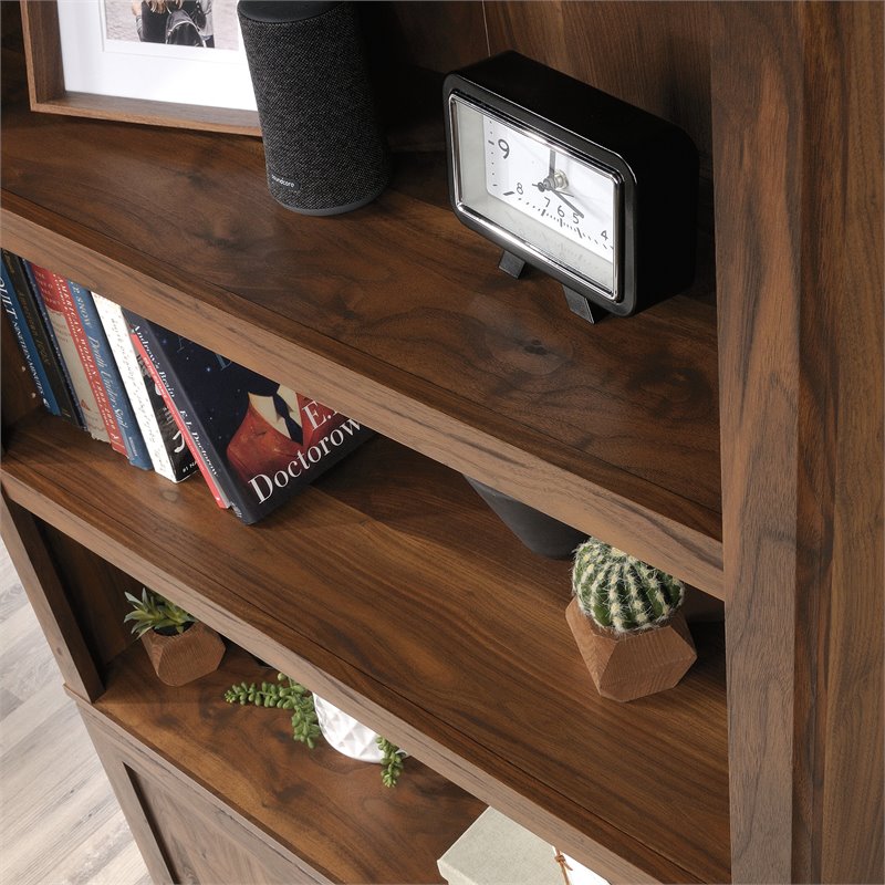 Maklaine Contemporary Engineered Wood Bookcase in Grand Walnut Finish