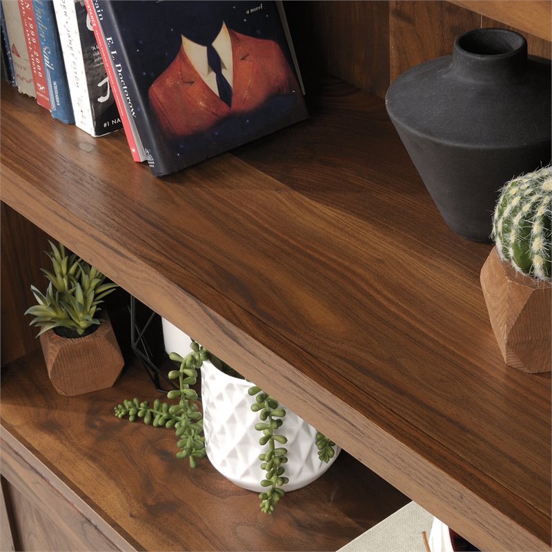 Maklaine Contemporary Engineered Wood Bookcase in Grand Walnut Finish