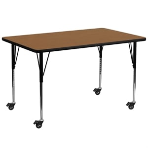 Maklaine 31&quot x 30&quot x 72&quot Thermal Fused Top Mobile Activity Table in Oak