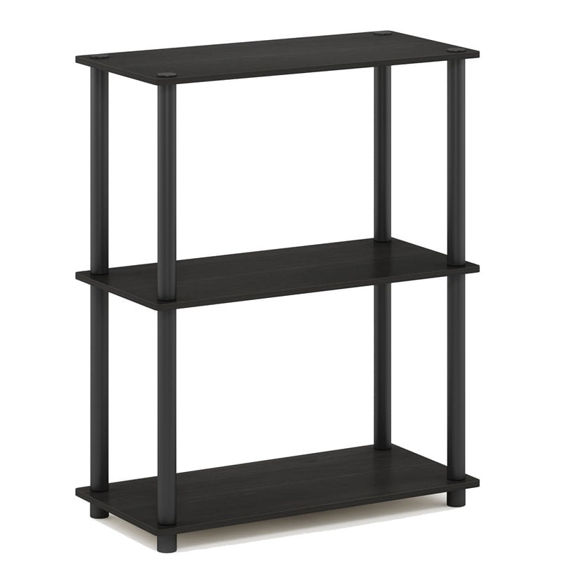 Maklaine Turn-N-Tube Wood 3-Tier Shelf Display Rack in Espresso/Black