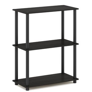 Maklaine Turn-N-Tube Wood 3-Tier Shelf Display Rack in Espresso/Black