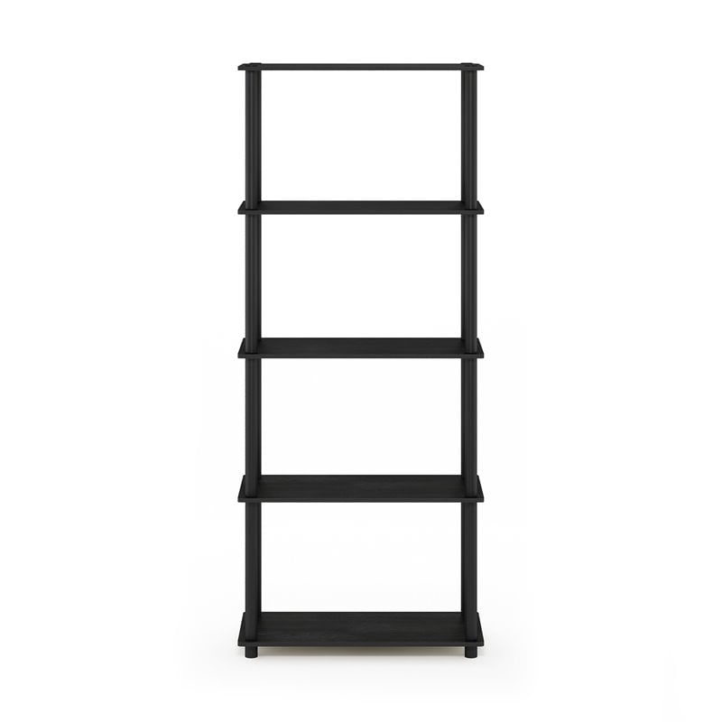 Maklaine Turn-N-Tube Wood 5-Tier Shelf Display Rack in Americano/Black