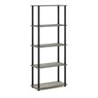 Maklaine Turn-N-Tube Engineered Wood 5-Tier Shelf Display Rack in Oak Gray/Black