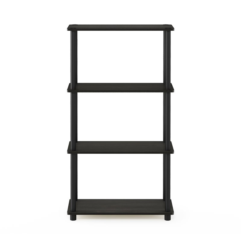 Maklaine Turn-N-Tube Wood 4-Tier Shelf Display Rack in Espresso/Black
