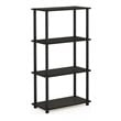 Maklaine Turn-N-Tube Wood 4-Tier Shelf Display Rack in Espresso/Black