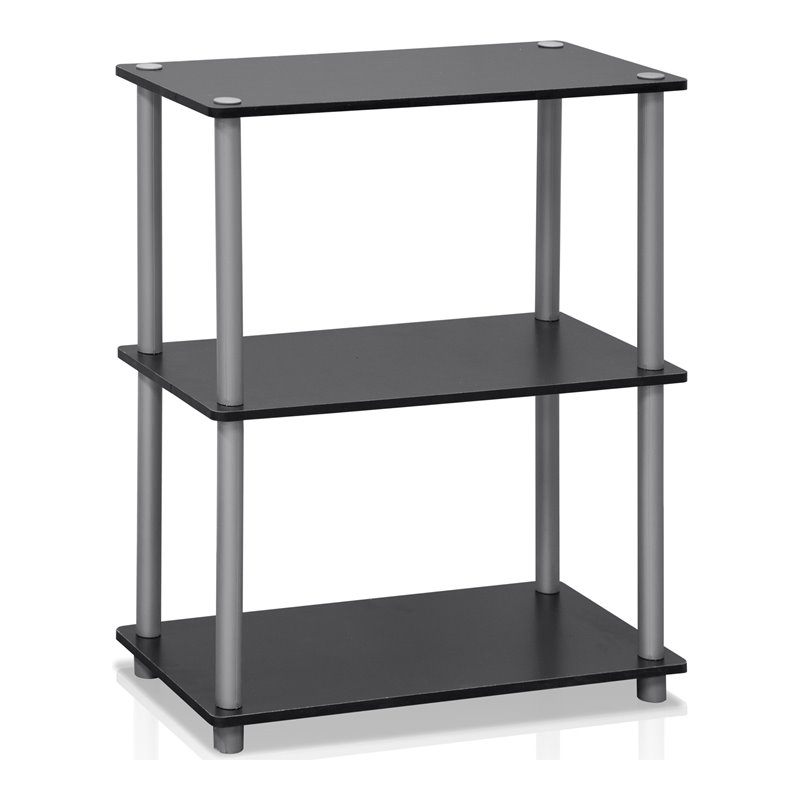 Maklaine Turn-N-Tube Wood 3-Tier Compact Shelf Display Rack in Black/Gray