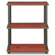 Maklaine Turn-N-Tube Wood 3-Tier Compact Shelf Display Rack in Dark Cherry/Black