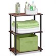 Maklaine Turn-N-Tube Wood 3-Tier Compact Shelf Display Rack in Dark Cherry/Black
