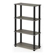 Maklaine Turn-S-Tube Wood 4-Tier Shelf Display Rack in French Oak Gray/Black