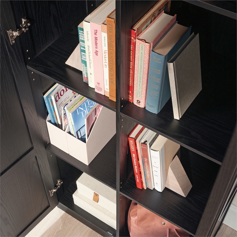 Maklaine Traditional Engineered Wood Storage Cabinet in Black Finish