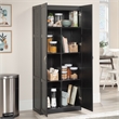 Maklaine Traditional Engineered Wood Storage Cabinet in Black Finish