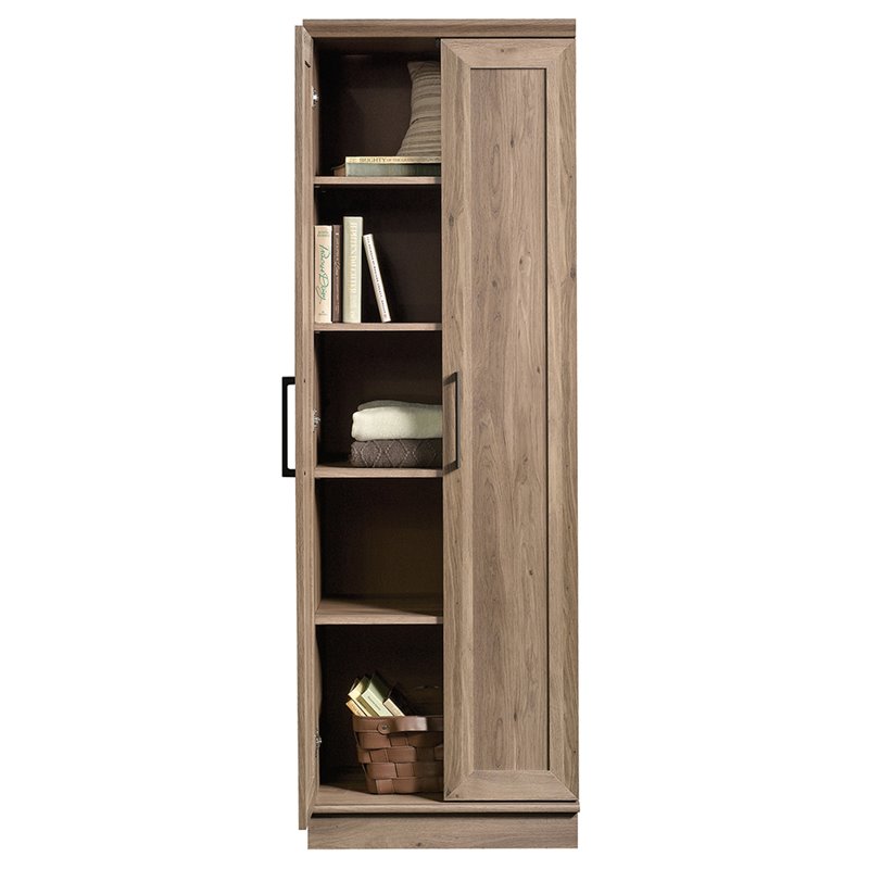 Maklaine Farmhouse Engineered Wood Storage Cabinet in Salt Oak Finish