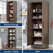 Maklaine Farmhouse Engineered Wood Storage Cabinet in Salt Oak Finish