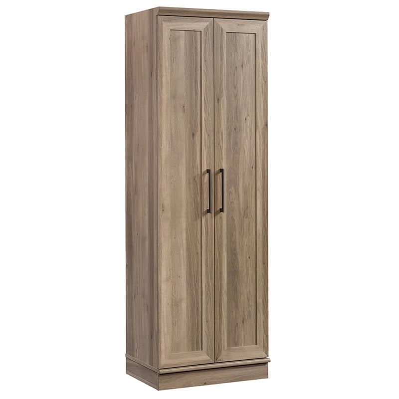 Maklaine Farmhouse Engineered Wood Storage Cabinet in Salt Oak Finish