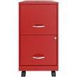 Maklaine 18in 2 Drawer Metal Mobile Smart Vertical Filing Cabinet in Red