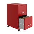 Maklaine 18in 2 Drawer Metal Mobile Smart Vertical Filing Cabinet in Red