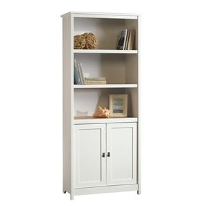 Maklaine Contemporary Engineered Wood 3-Shelf Bookcase in Soft White